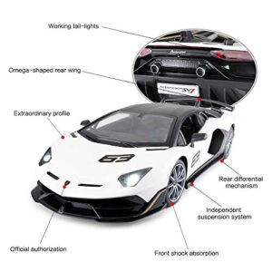 RASTAR Toy Lamborghini Car 1:14 Lamborghini Aventador SVJ Remote Control Model Car, Super RC Sport Racing Car for Kids Boys Gifts, 2.4GHz / White