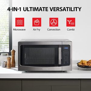 Toshiba 4-in-1 ML-EC42P(BS) Countertop Microwave Oven, Smart Sensor, Convection, Air Fryer Combo, Mute Function, Position Memory 13.6" Turntable, 1.5 Cu Ft, 1000W, Black