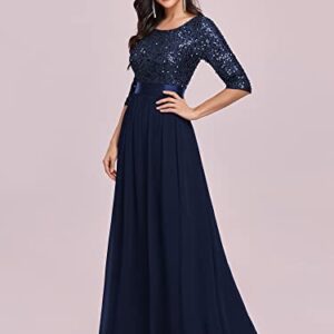 Ever-Pretty Elegant Prom Dress for Women Long Wedding Guest Gowns Navy Blue US14