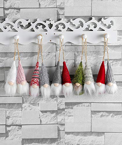 Christmas Tree Hanging Gnomes Ornaments Set of 10, Swedish Handmade Plush Gnomes Santa Elf Hanging Home Decorations Holiday Decor