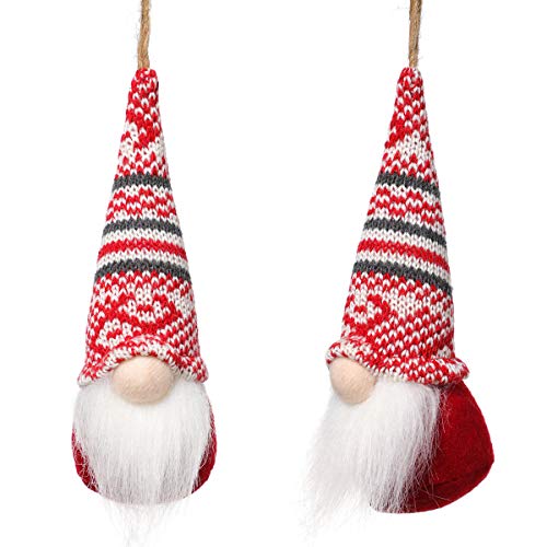 Christmas Tree Hanging Gnomes Ornaments Set of 10, Swedish Handmade Plush Gnomes Santa Elf Hanging Home Decorations Holiday Decor