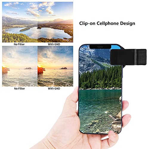 Phone Camera Lens, 37mm Clip-on ND 2-400 Cell Phone Lens Adjustable Density Filter with Phone Clip for iPhone for Samsung Android Smartphones