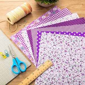 28 Pieces 10 x 10 Inch Cotton Fabric Quilting Patchwork Fabric Square Sewing Craft Fabric Printed Fabric Bundle with Scissors for Sewing Quilting Handmade DIY Crafts, 25 x 25 cm