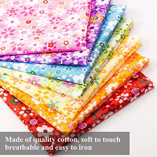 28 Pieces 10 x 10 Inch Cotton Fabric Quilting Patchwork Fabric Square Sewing Craft Fabric Printed Fabric Bundle with Scissors for Sewing Quilting Handmade DIY Crafts, 25 x 25 cm