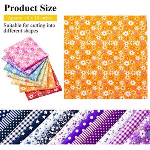 28 Pieces 10 x 10 Inch Cotton Fabric Quilting Patchwork Fabric Square Sewing Craft Fabric Printed Fabric Bundle with Scissors for Sewing Quilting Handmade DIY Crafts, 25 x 25 cm