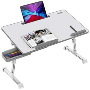 Besign LT06 Pro Adjustable Latop Table [Large Size], Portable Standing Bed Desk, Foldable Sofa Breakfast Tray, Notebook Computer Stand for Reading and Writing (White)
