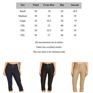 Women's High Waist Stretch Skinny Denim Capri Jeggings with Pockets(Medium, Capri-Grayish White)