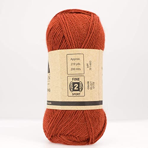 (3 Small Gorgeous Skeins) Alpaca Yarn Blend Umayo [657 Yards Total] Rust, 2 Fingering