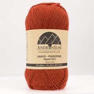 (3 Small Gorgeous Skeins) Alpaca Yarn Blend Umayo [657 Yards Total] Rust, 2 Fingering