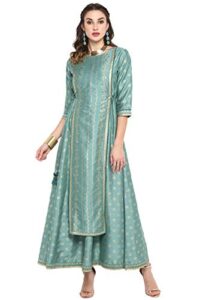 janasya indian women's light green poly silk ethnic dress(j0005-dr-xxxl)