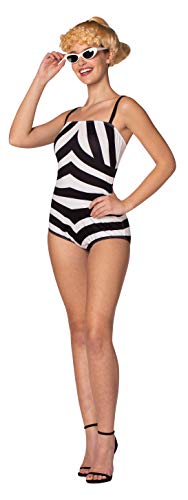 Rasta Imposta Barbie® Vintage Doll Swimsuit Halloween Costume, Women's, Size 10-12 Black, White