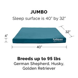 Furhaven Water-Resistant Orthopedic Dog Bed for Large Dogs w/ Removable Washable Cover, For Dogs Up to 95 lbs - Indoor/Outdoor Logo Print Oxford Polycanvas Mattress - Deep Lagoon, Jumbo/XL