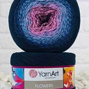 YarnArt Flowers Yarn 55% Cotton 45% Acrylic 250gr 1094yds Multicolor Cotton Yarn Rainbow Crochet Yarn Spring Summer 2 Sport Yarn (273)