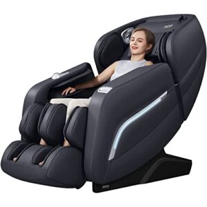 irest 2023 massage chair, full body zero gravity recliner with ai voice control, sl track, bluetooth, yoga stretching, foot rollers, airbags, heating (black)