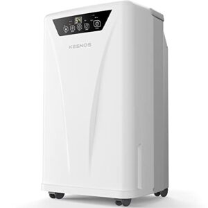 kesnos 2500 sq. ft large dehumidifier for home and basement with 6.56ft drain hose and front water tank, 24hr timer and auto defrost ideal for large and medium sized rooms, bedrooms, laundry rooms