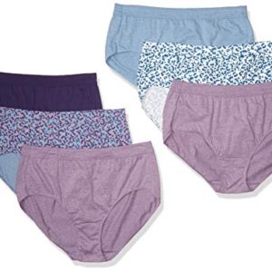 Just My Size Women's Plus Size Cool Comfort Ultra Soft Brief 6-Pack, Assorted, 10