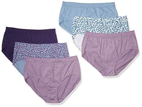 Just My Size Women's Plus Size Cool Comfort Ultra Soft Brief 6-Pack, Assorted, 10