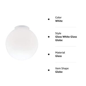 DYSMIO Lighting 6 inches in diameter - 3-1/4-Inch Handblown Gloss White Glass Globe