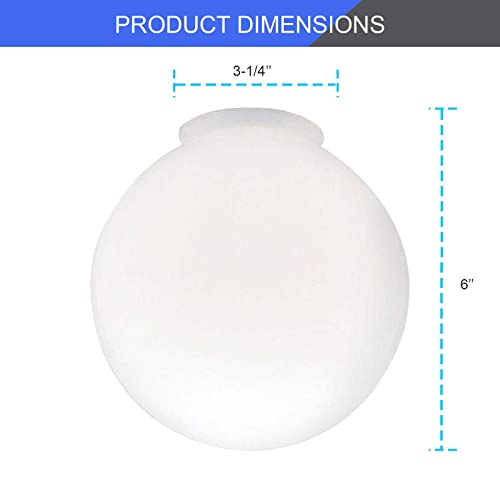 DYSMIO Lighting 6 inches in diameter - 3-1/4-Inch Handblown Gloss White Glass Globe