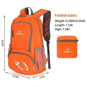 FENGDONG 35L Lightweight Foldable Waterproof Packable Travel Hiking Backpack Daypack for men women Orange