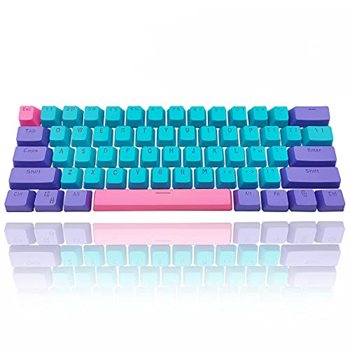 GTSP 61 Keycaps 60 Percent, Ducky One 2 Mini Keycaps for Mechanical Keyboard OEM Profile RGB PBT Keycap Set with Key Puller for Cherry MX Switches GK61/SK 61/Joker (Only keycaps) Blue