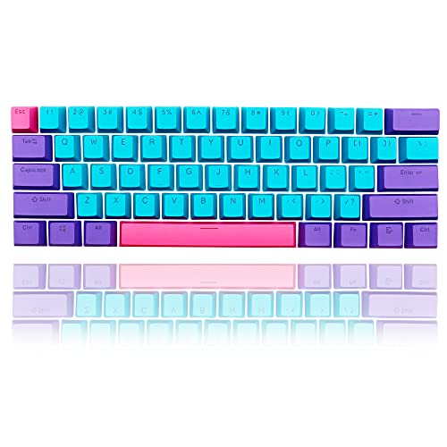 GTSP 61 Keycaps 60 Percent, Ducky One 2 Mini Keycaps for Mechanical Keyboard OEM Profile RGB PBT Keycap Set with Key Puller for Cherry MX Switches GK61/SK 61/Joker (Only keycaps) Blue