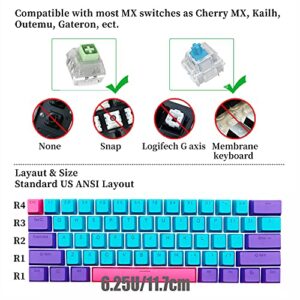 GTSP 61 Keycaps 60 Percent, Ducky One 2 Mini Keycaps for Mechanical Keyboard OEM Profile RGB PBT Keycap Set with Key Puller for Cherry MX Switches GK61/SK 61/Joker (Only keycaps) Blue