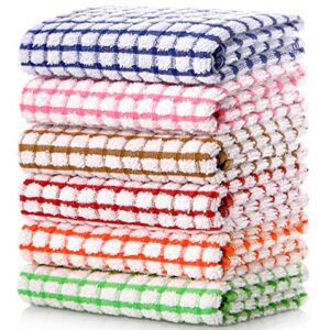 LAZI Kitchen Dish Towels, 16 Inch x 25 Inch Bulk Cotton Kitchen Towels, 6 Pack Dish Cloths for Dish Rags for Drying Dishes Clothes and Dish Towels