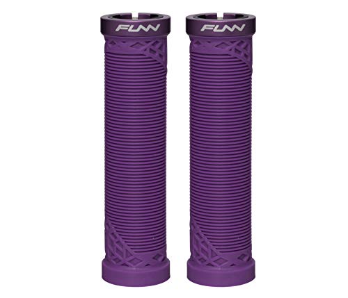 Funn Hilt Mountain Bike Handlebar Grips with Single Lock On Clamp, Lightweight and Ergonomic Bicycle Handlebar Grips with 22 mm Inner Diameter, Unique Patterned Bicycle Grips for MTB/BMX (Purple)