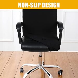 smiry Stretch Printed Computer Office Chair Covers, Soft Fit Universal Desk Rotating Chair Slipcovers, Removable Washable Anti-Dust Spandex Chair Protector Cover with Zipper (Large, Black)