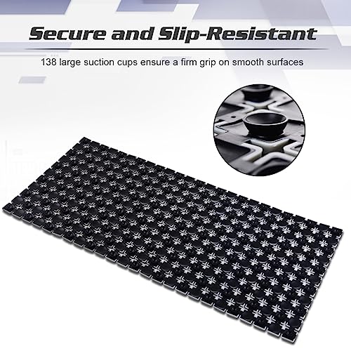 Extra Long Shower Stall Mat Non Slip Bathtub Bath Mats with Suction Cups and Drain Holes- 34 X 15.4 Inch (Gradient Gray)