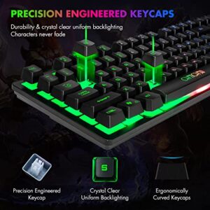 CHONCHOW RGB Compact Gaming Keyboard, USB Wired 87 Keys Gaming Keyboard LED Rainbow Backlit Tenkeyless Gaming Keyboard TKL Keyboard Gaming RGB Keyboard for Laptop Ps4 Xbox PC Computer Game and Work