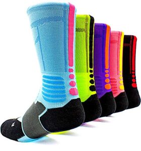 mitvr basketball socks, cushioned athletic sports socks, 5 pack compression crew socks for boy girl men women,a3,medium