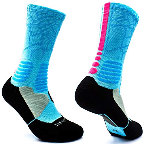 mitvr Basketball Socks, Cushioned Athletic Sports Socks, 5 Pack Compression Crew Socks for Boy Girl Men Women,A3,Medium