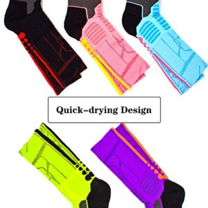 mitvr Basketball Socks, Cushioned Athletic Sports Socks, 5 Pack Compression Crew Socks for Boy Girl Men Women,A3,Medium