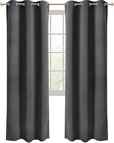 Utopia Bedding Blackout Curtains for Bedroom, Grommet Window Curtains 84 Inch Length 2 Panels, Thermal Insulated Drapes for Living Room (Grey, 42W x 84L Inches)