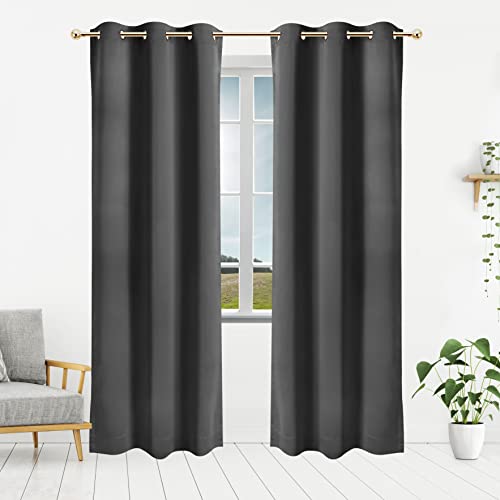 Utopia Bedding Blackout Curtains for Bedroom, Grommet Window Curtains 84 Inch Length 2 Panels, Thermal Insulated Drapes for Living Room (Grey, 42W x 84L Inches)