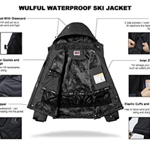 WULFUL Women’s Waterproof Snow Ski Jacket Mountain Windproof Winter Coat with detachable hood