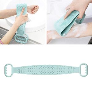 Silicone Back scrubber, Multifunctional Dual Sided Back Scrubber SiliconeDead Skin Removal,Exfoliating Bath Brush Soft,Silicone Massage Bathroom,Long Strap Back Scrubber Body Cleaning Shower(Green)