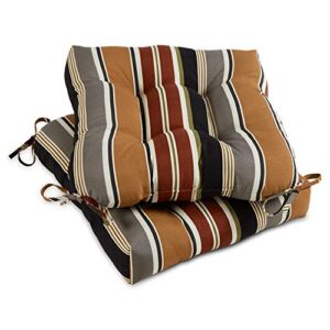 greendale home fashions square outdoor dining seat cushion, set of 2, espresso stripe 2 count