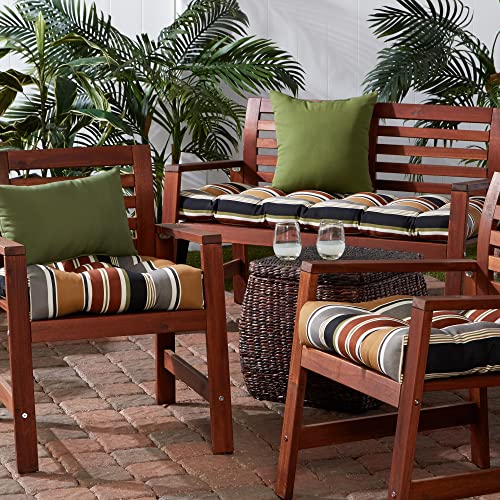 Greendale Home Fashions Square Outdoor Dining Seat Cushion, Set of 2, Espresso Stripe 2 Count