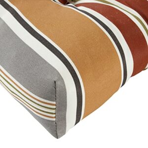 Greendale Home Fashions Square Outdoor Dining Seat Cushion, Set of 2, Espresso Stripe 2 Count