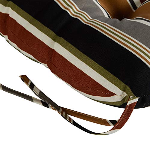 Greendale Home Fashions Square Outdoor Dining Seat Cushion, Set of 2, Espresso Stripe 2 Count