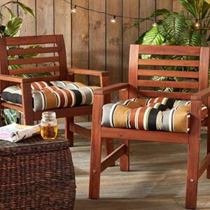 Greendale Home Fashions Square Outdoor Dining Seat Cushion, Set of 2, Espresso Stripe 2 Count