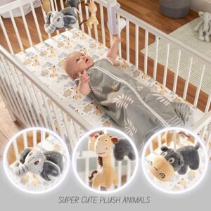 Oberlux Musical Baby Crib Mobile - Jungle Animal Safari Theme Baby Mobile for Crib, Baby Soother, Baby Toys, Crib Toys Animals, Gray, Tan,