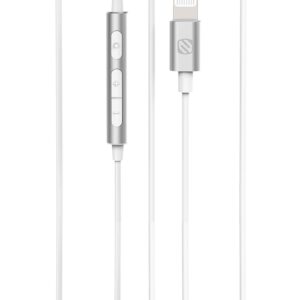 Scosche iDR500LW-XVSP2 Wired Earbuds for Lightning Devices, Silver/White