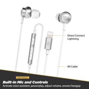 Scosche iDR500LW-XVSP2 Wired Earbuds for Lightning Devices, Silver/White