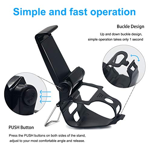 BRHE Phone Clip for PS4 Controller Mobile Gaming Mount Bracket Holder Adjustable Stand Clamp Compatible with iPhone/iOS, Android, for Playstation4 Remote Play (Black)