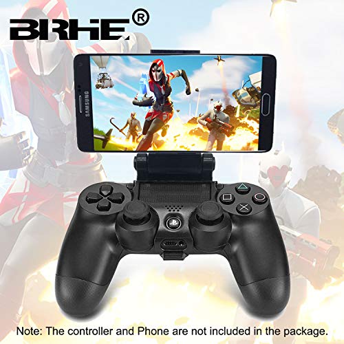 BRHE Phone Clip for PS4 Controller Mobile Gaming Mount Bracket Holder Adjustable Stand Clamp Compatible with iPhone/iOS, Android, for Playstation4 Remote Play (Black)