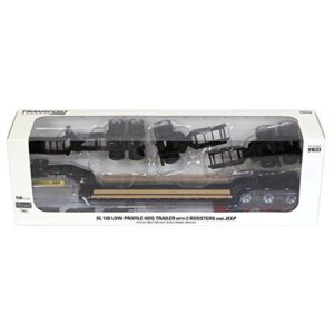 Diecast Masters XL 120 Low-Profile HDG Outrigger Style Trailer with Jeep and 2 Boosters Transport Series 1/50 Diecast Model 91033 for unisex-adult